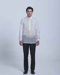 Men’s Formal Barong Tagalog, Textured Pure Natural Silk