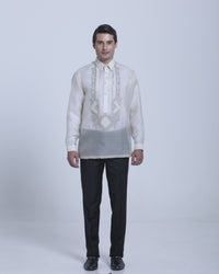 Men’s Formal Barong Tagalog, Textured Pure Natural Silk