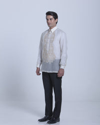 Men’s Formal Barong Tagalog, Textured Pure Natural Silk
