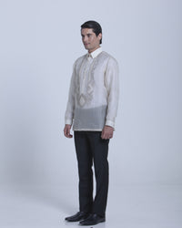 Men’s Formal Barong Tagalog, Textured Pure Natural Silk