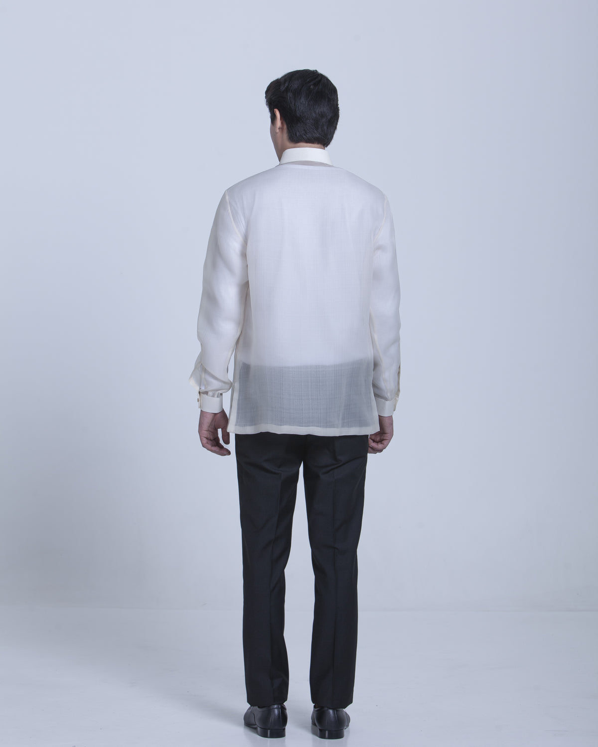 Men’s Formal Barong Tagalog, Textured Pure Natural Silk