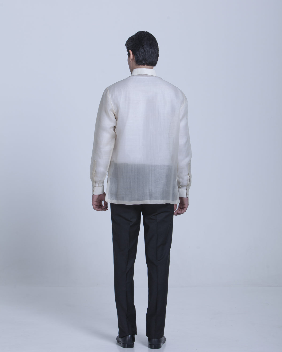 Men’s Formal Barong Tagalog, Textured Pure Natural Silk