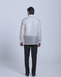 Men’s Formal Barong Tagalog, Textured Pure Natural Silk