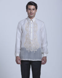 Men’s Formal Barong Tagalog, Textured Pure Natural Silk