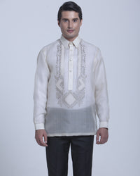 Men’s Formal Barong Tagalog, Textured Pure Natural Silk