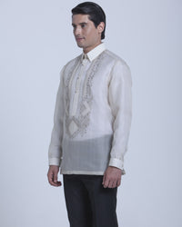 Men’s Formal Barong Tagalog, Textured Pure Natural Silk