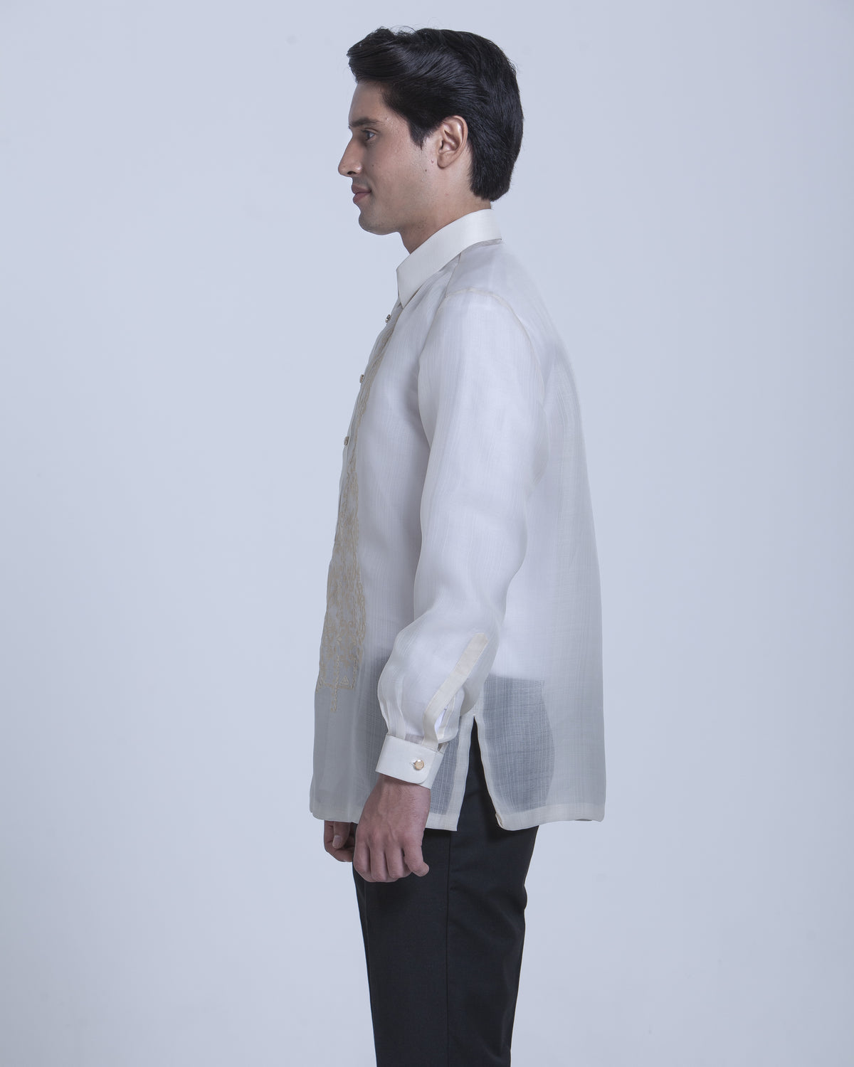 Men’s Formal Barong Tagalog, Textured Pure Natural Silk