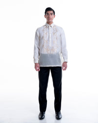 Men’s Formal Barong Tagalog, Textured Pure Natural Silk
