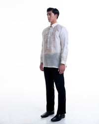 Men’s Formal Barong Tagalog, Textured Pure Natural Silk