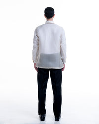 Men’s Formal Barong Tagalog, Textured Pure Natural Silk