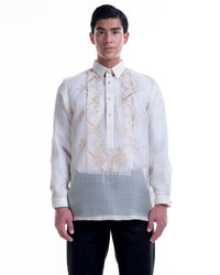 Men’s Formal Barong Tagalog, Textured Pure Natural Silk