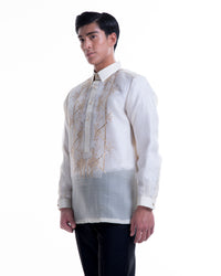 Men’s Formal Barong Tagalog, Textured Pure Natural Silk