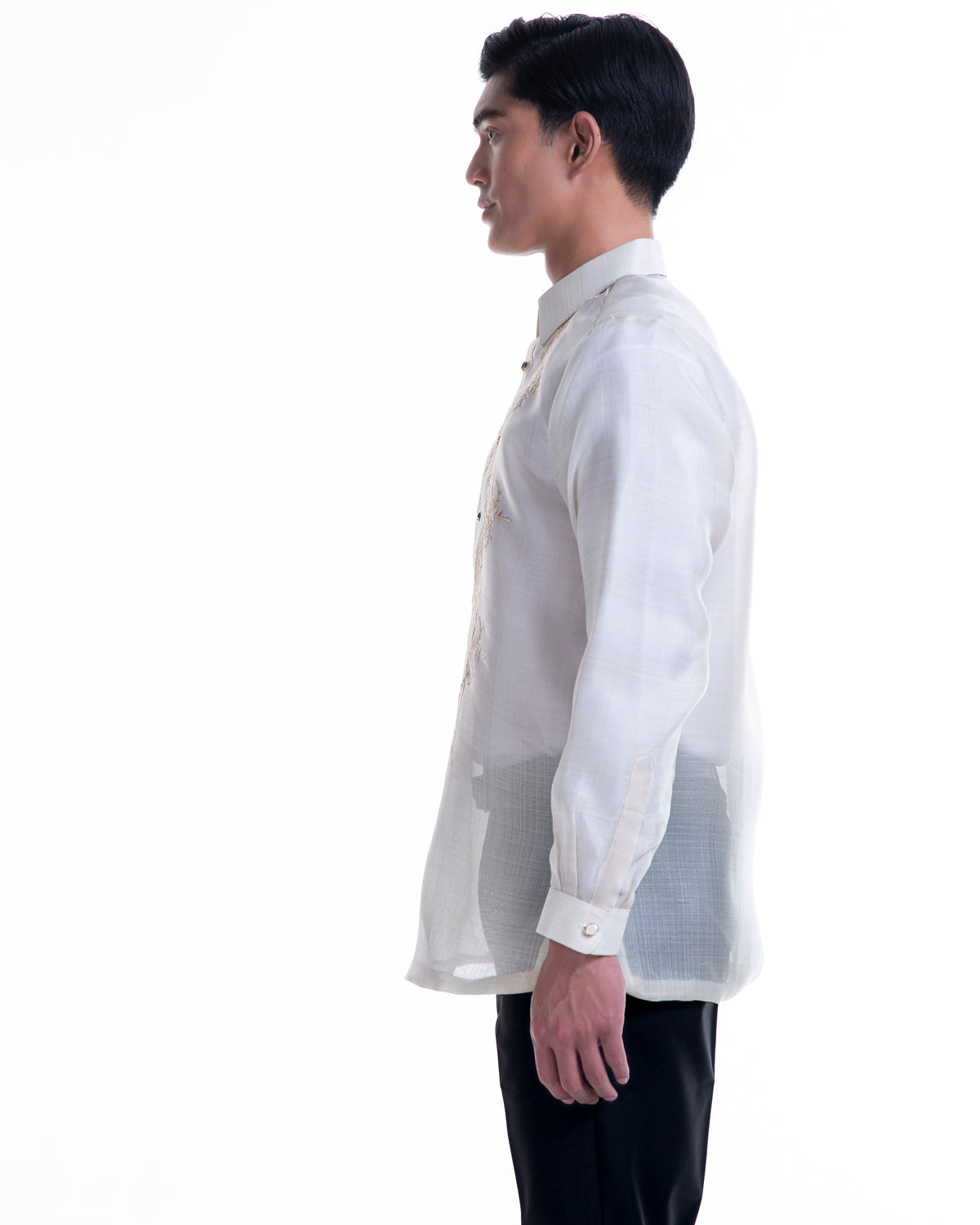 Men’s Formal Barong Tagalog, Textured Pure Natural Silk