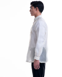 Men’s Formal Barong Tagalog, Textured Pure Natural Silk