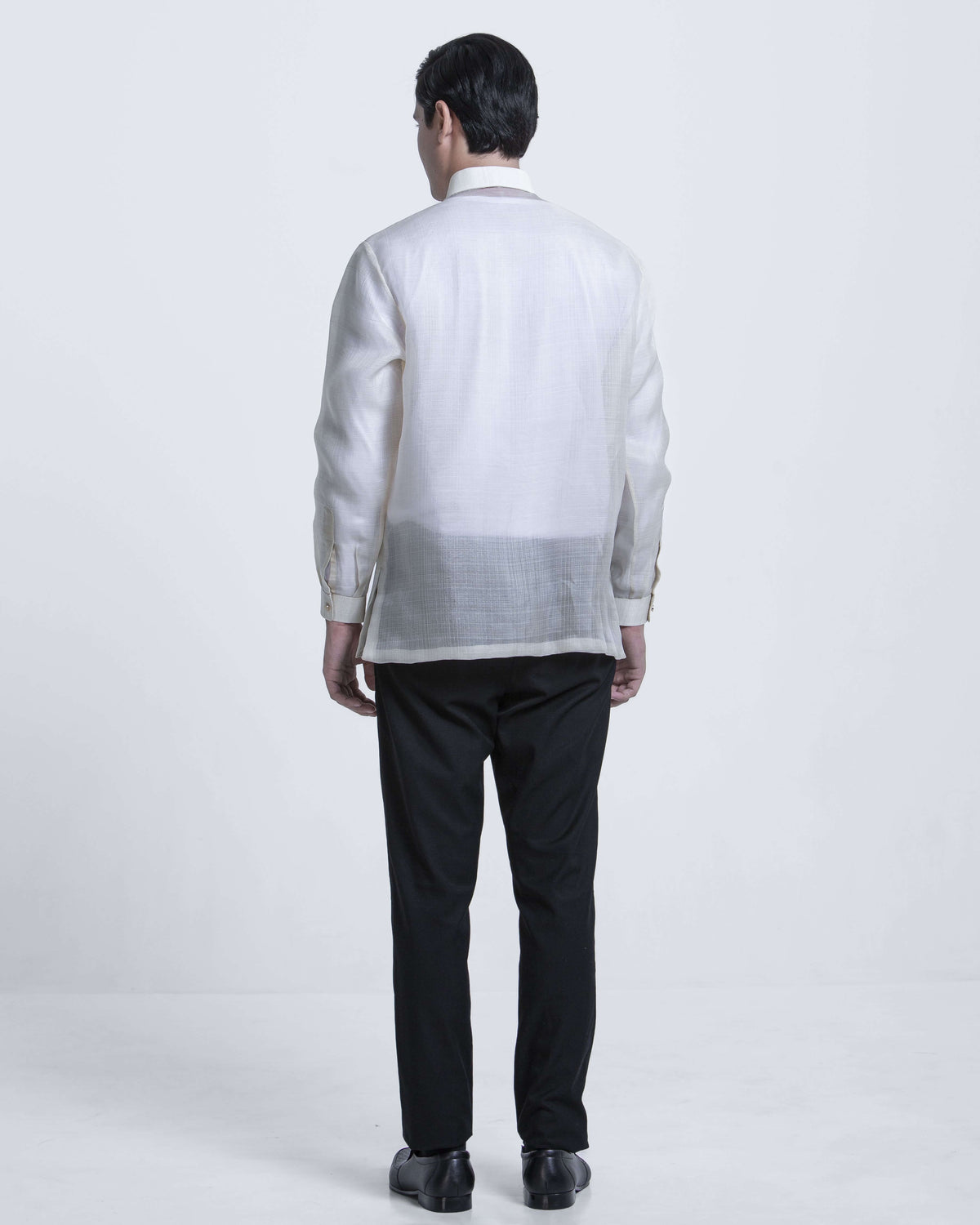 Men’s Formal Barong Tagalog, Textured Pure Natural Silk
