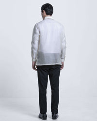 Men’s Formal Barong Tagalog, Textured Pure Natural Silk