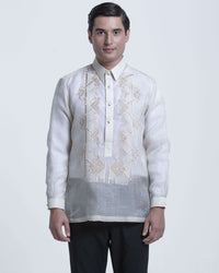 Men’s Formal Barong Tagalog, Textured Pure Natural Silk