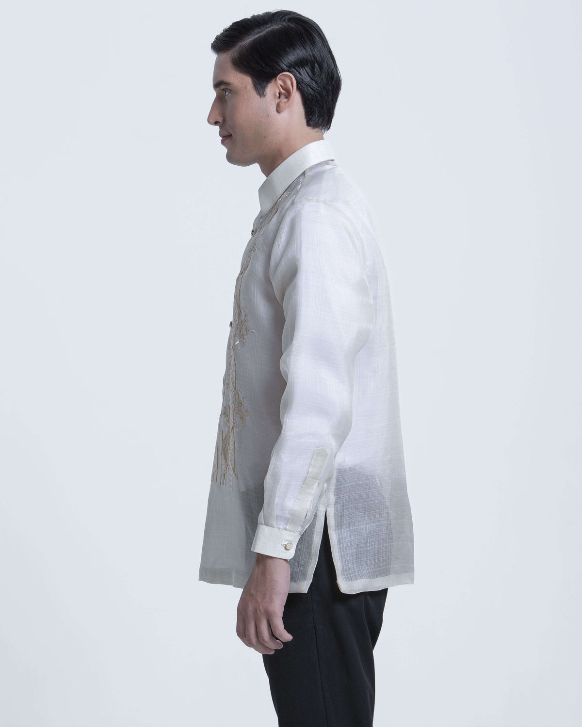 Men’s Formal Barong Tagalog, Textured Pure Natural Silk
