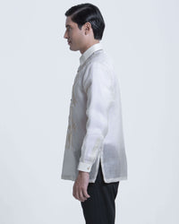 Men’s Formal Barong Tagalog, Textured Pure Natural Silk