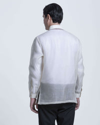 Men’s Formal Barong Tagalog, Textured Pure Natural Silk