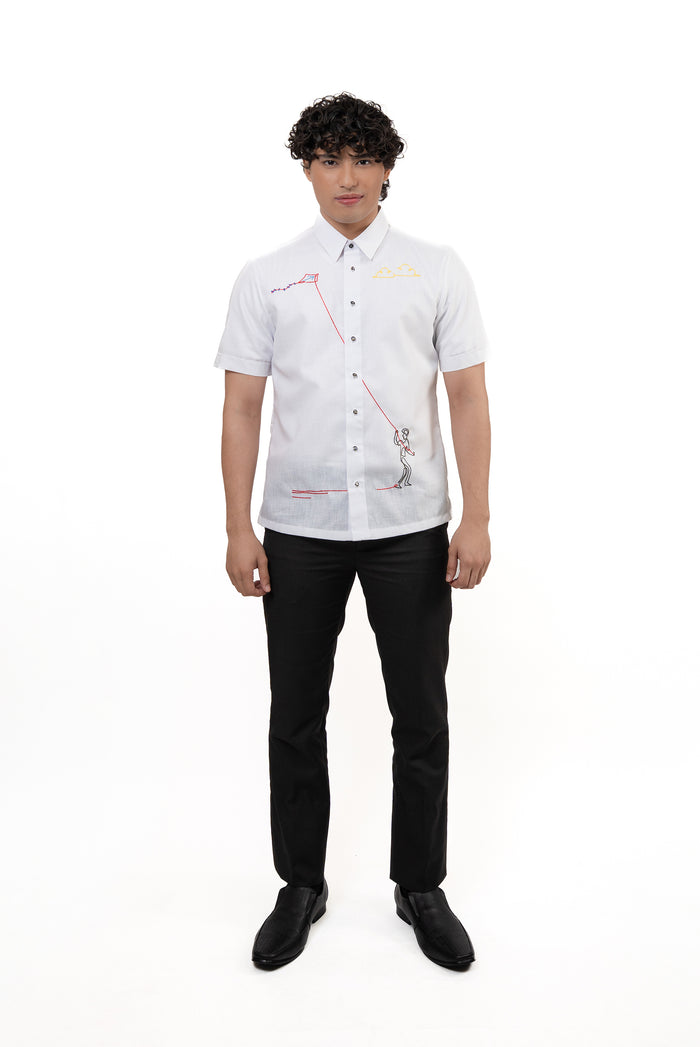 Men's Office Barong, Polyester-Cotton, Embroidered