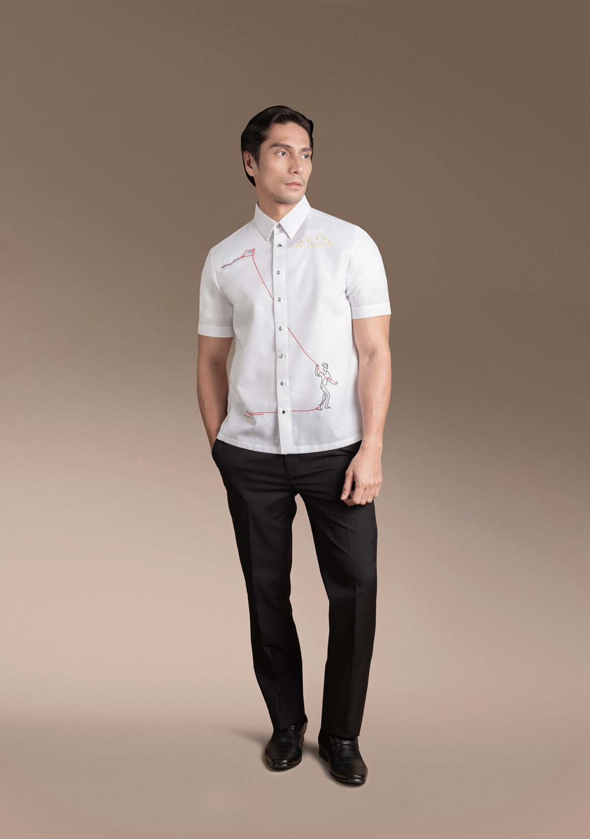 Men's Office Barong, Polyester-Cotton, Embroidered