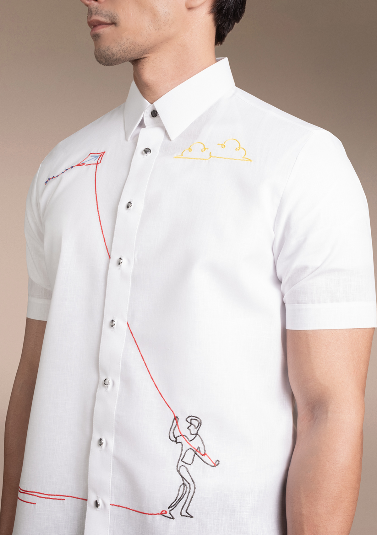 Men's Office Barong, Polyester-Cotton, Embroidered
