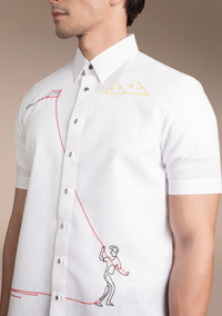 Men's Office Barong, Polyester-Cotton, Embroidered
