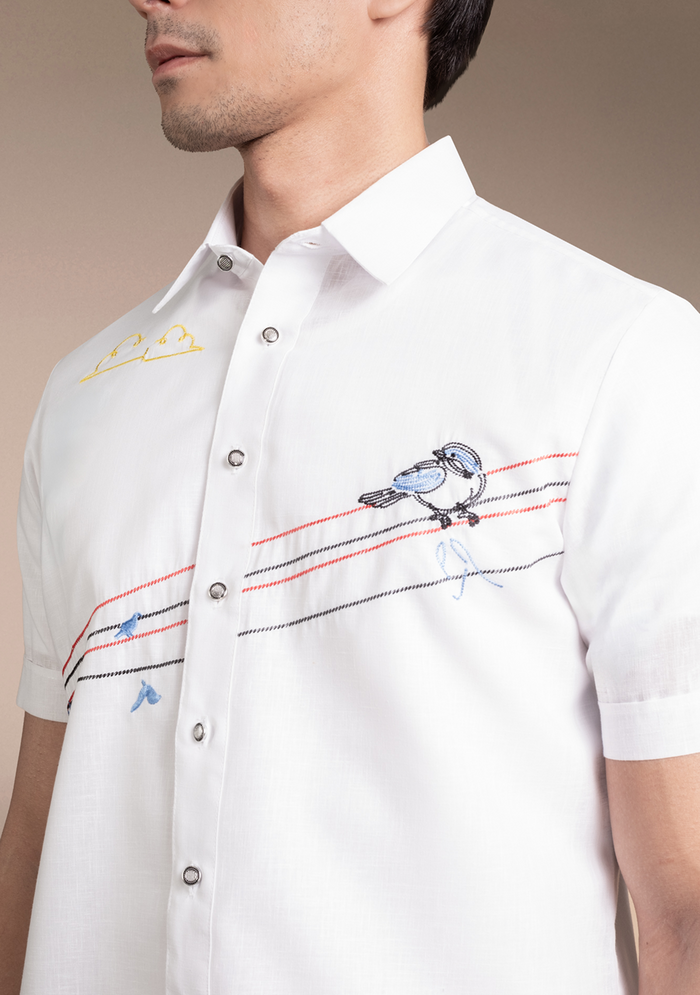 Men's Office Barong, Polyester-Cotton, Embroidered