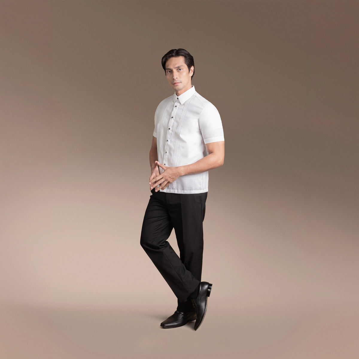 Men’s Office Barong, Polyester-cotton Blend, Embroidered