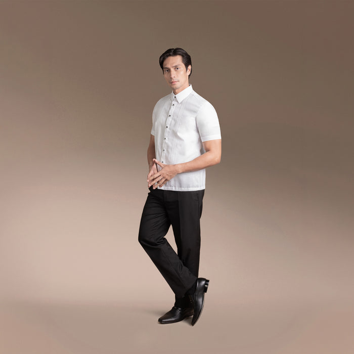 Men’s Office Barong, Polyester-cotton Blend, Embroidered
