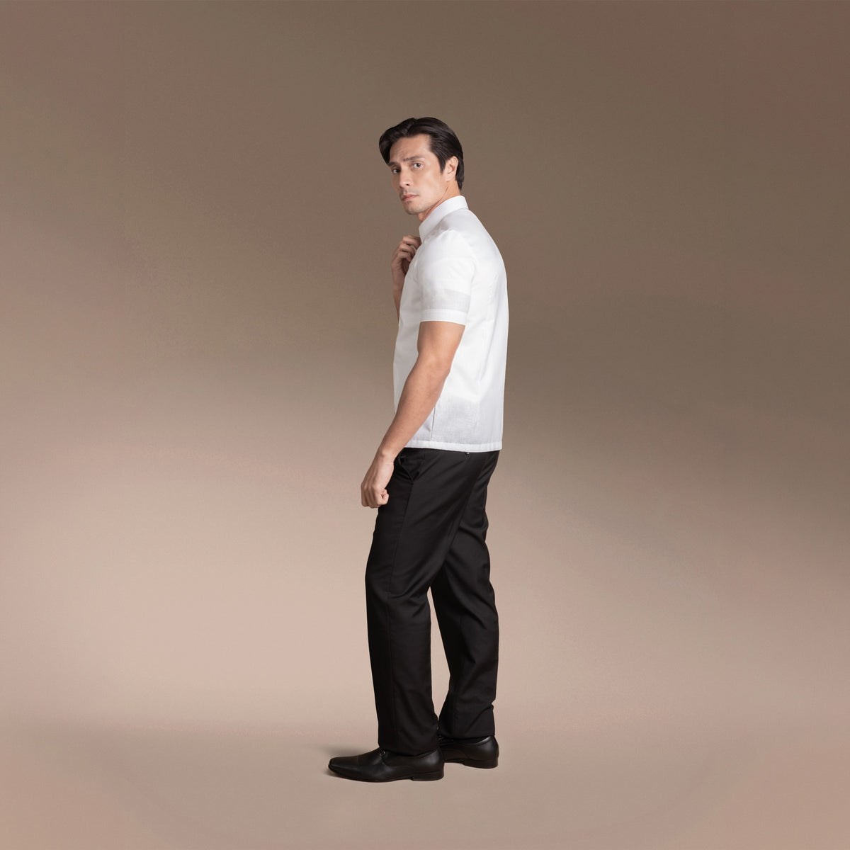 Men’s Office Barong, Polyester-cotton Blend, Embroidered