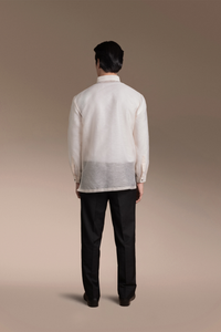 Onesimus Mens Formal Barong Tagalog, Frosted Faux silk, Embroidered.
