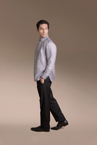 Onesimus Mens Formal Barong Tagalog, Frosted Faux silk, Embroidered.