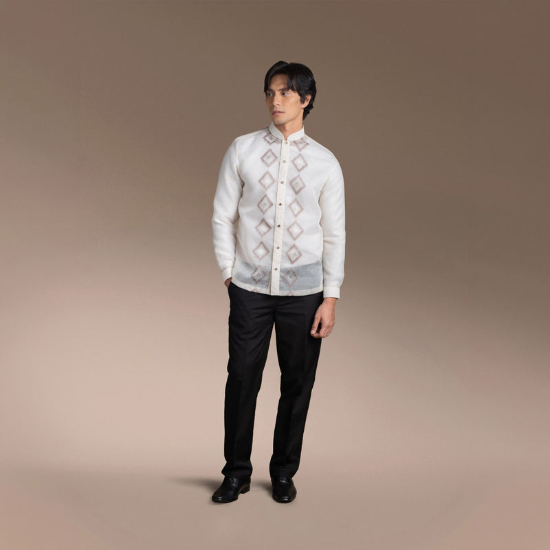Men's Formal Barong Tagalog, Texture Faux Silk