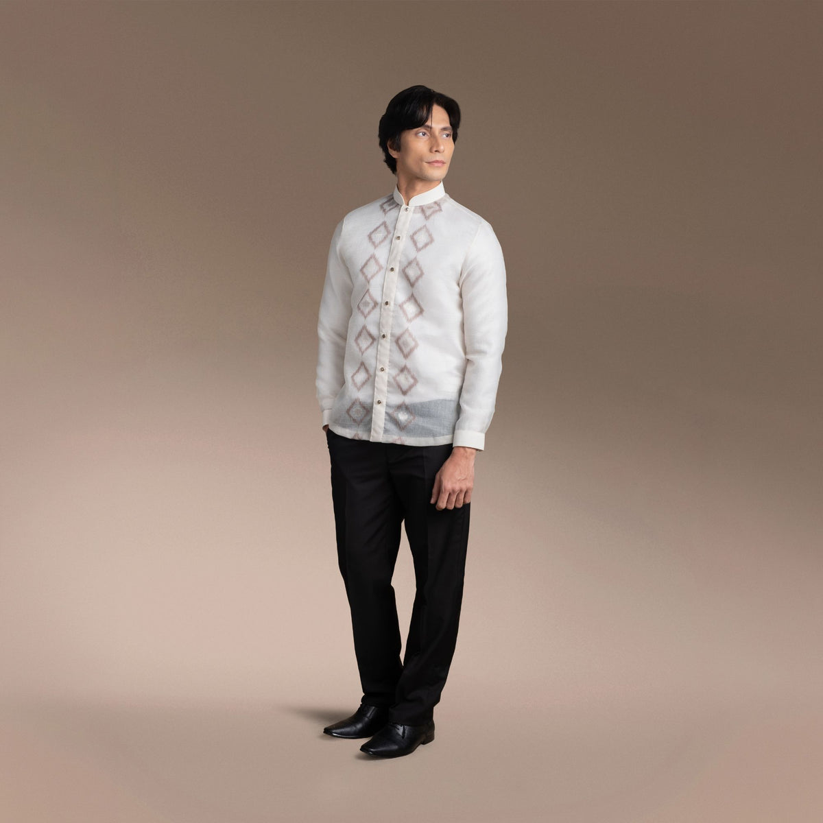Men's Formal Barong Tagalog, Texture Faux Silk