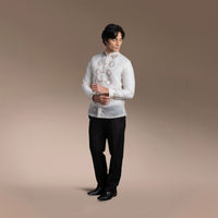 Men's Formal Barong Tagalog, Texture Faux Silk
