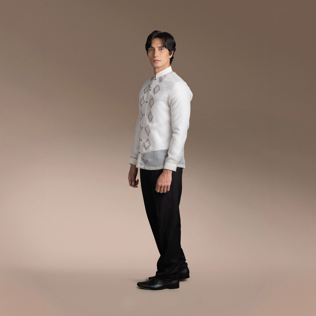Men's Formal Barong Tagalog, Texture Faux Silk