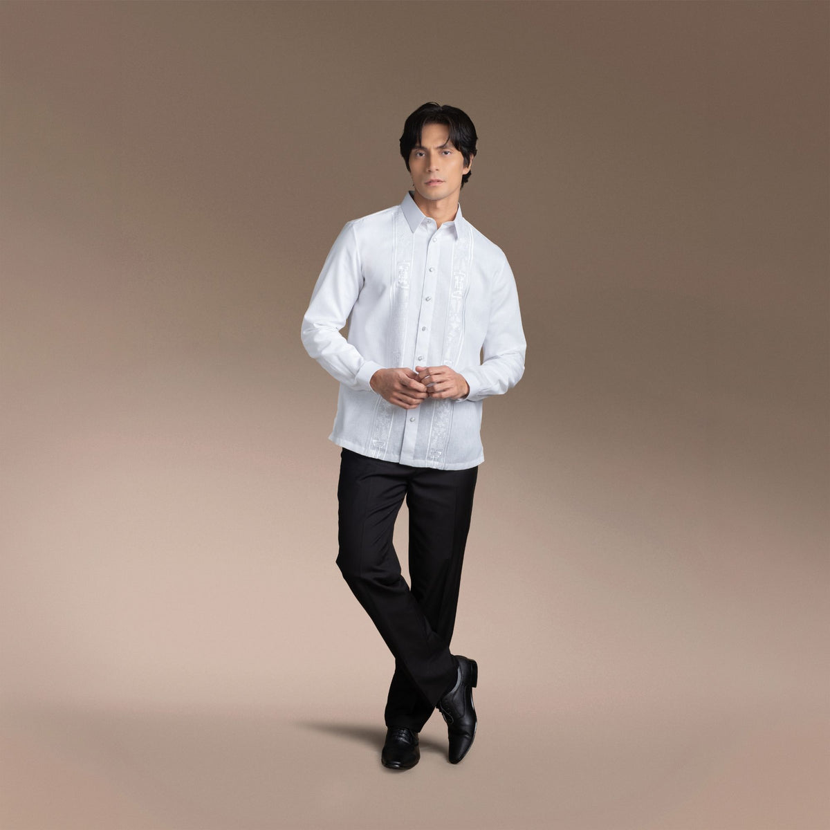 Men's Office Barong, Polyester-Cotton Blend, Embroidered