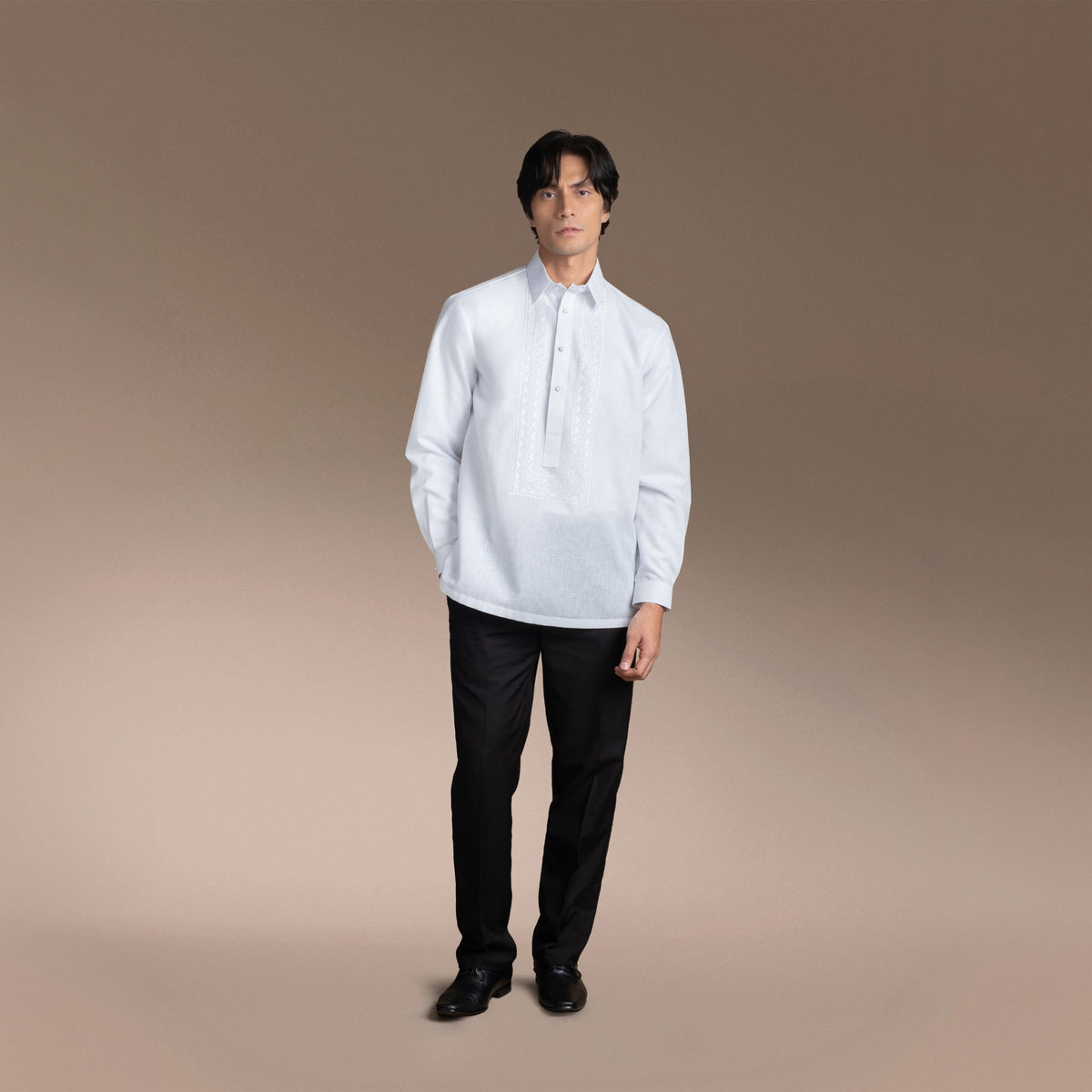 Men's Office Barong, Polyester-Cotton Blend, Embroidered