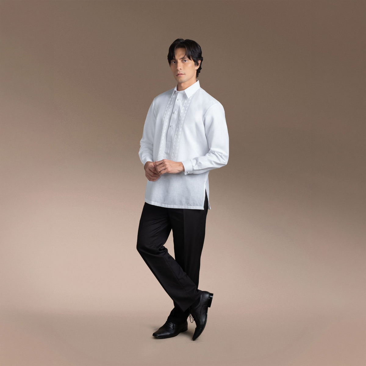 Men's Office Barong, Polyester-Cotton Blend, Embroidered