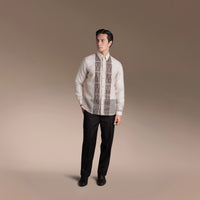 Onesimus Men’s Formal Barong Tagalog, Textured Faux Silk, Printed