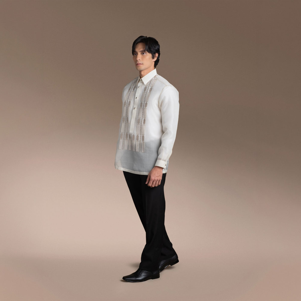 Men's Formal Barong Tagalog, Classic Pure Natural Silk