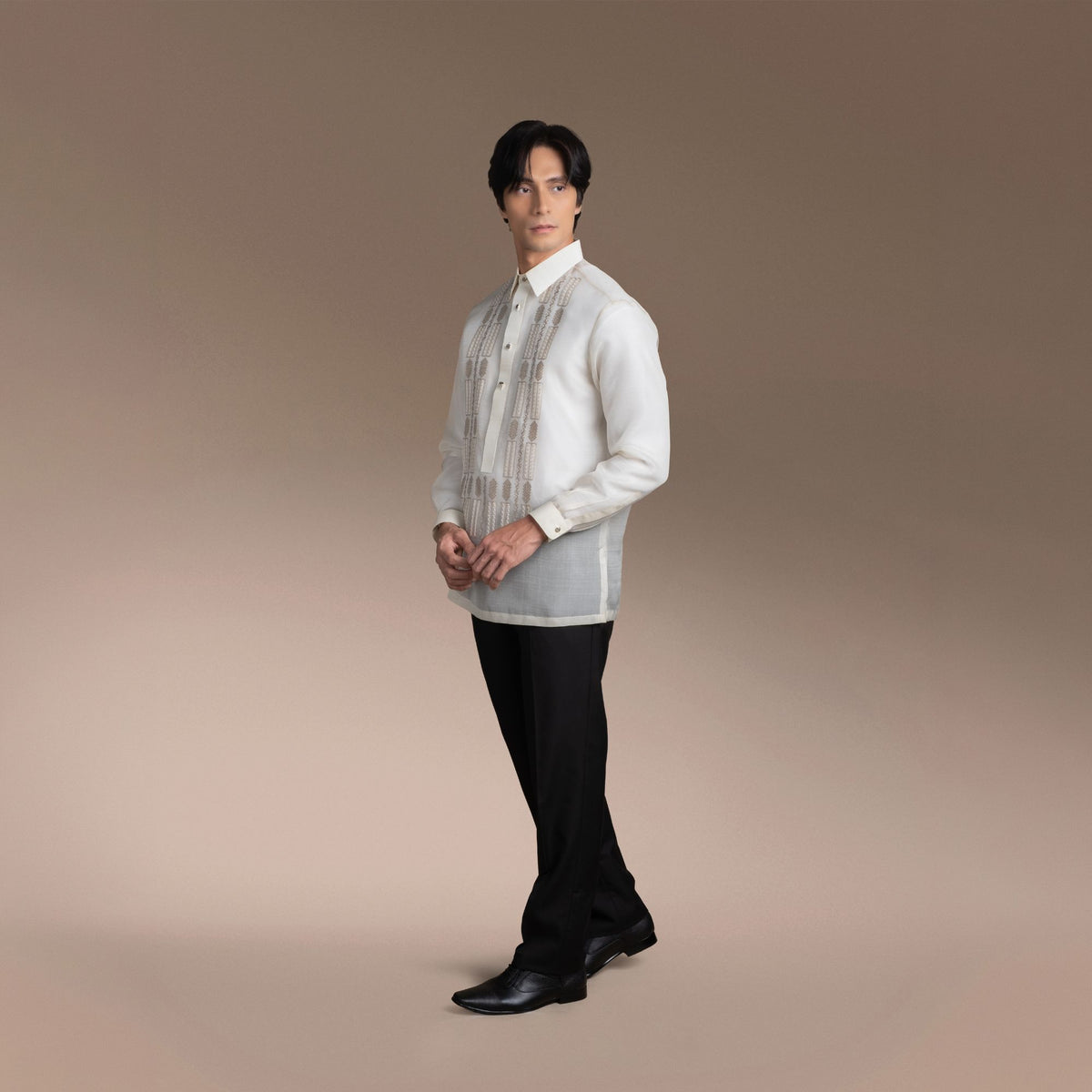 Men's Formal Barong Tagalog, Classic Pure Natural Silk