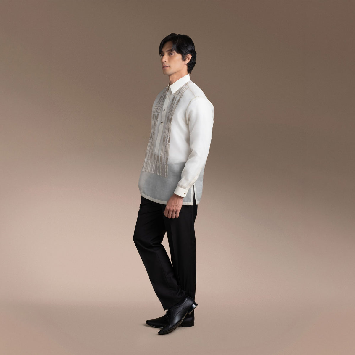 Men's Formal Barong Tagalog, Classic Pure Natural Silk
