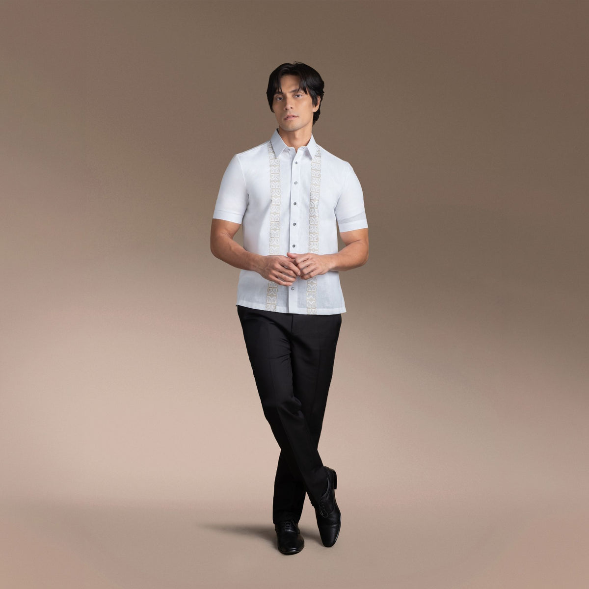 Men's Office Barong, Polyester-Cotton Blend, Embroidered