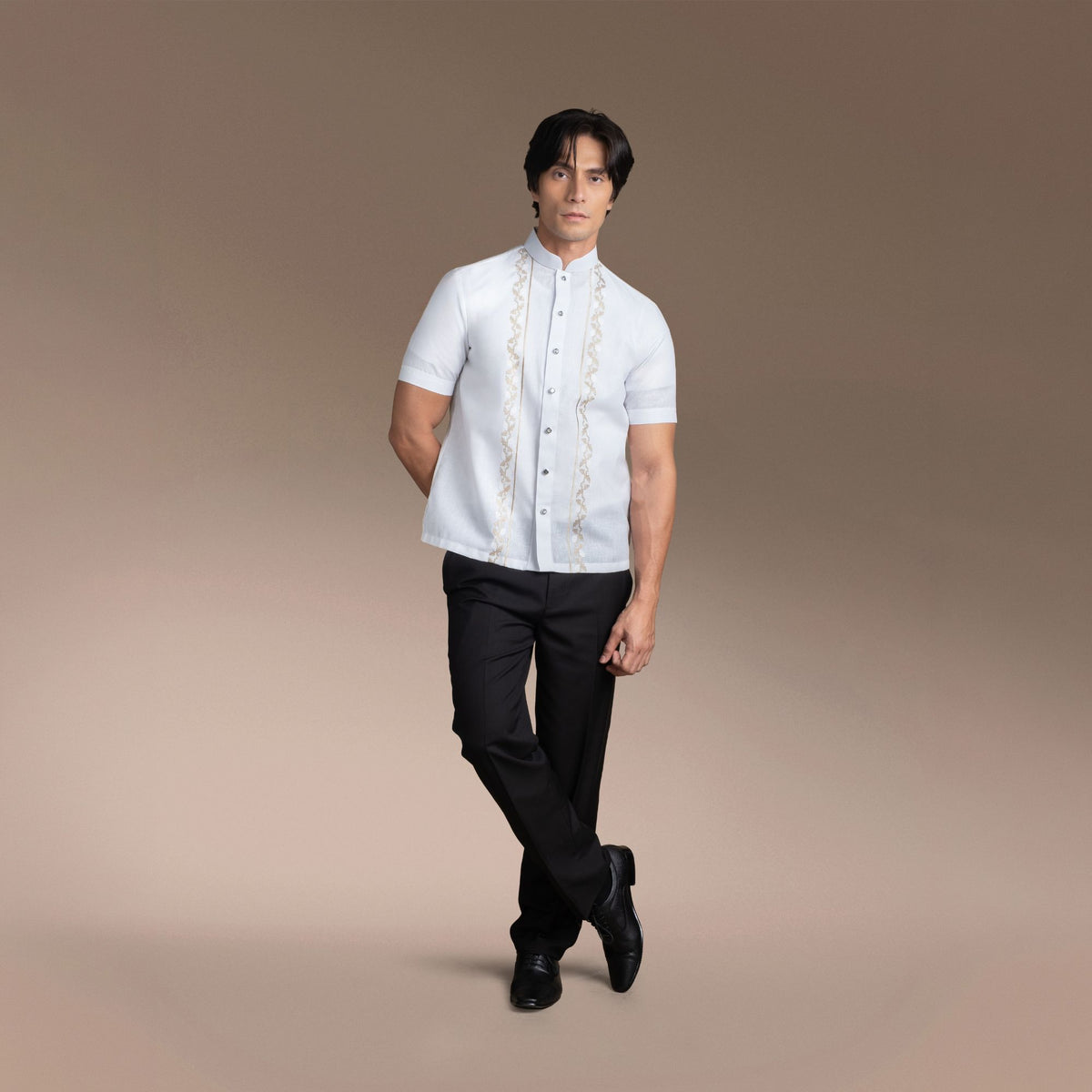 Men's Office Barong, Polyester-Cotton Blend, Embroidered