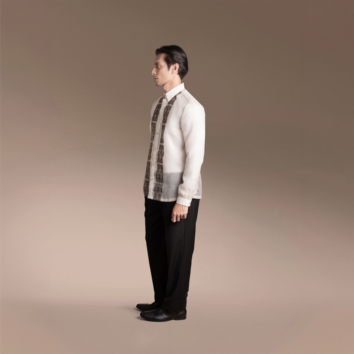 Onesimus Men’s Formal Barong Tagalog, Textured Faux Silk, Printed