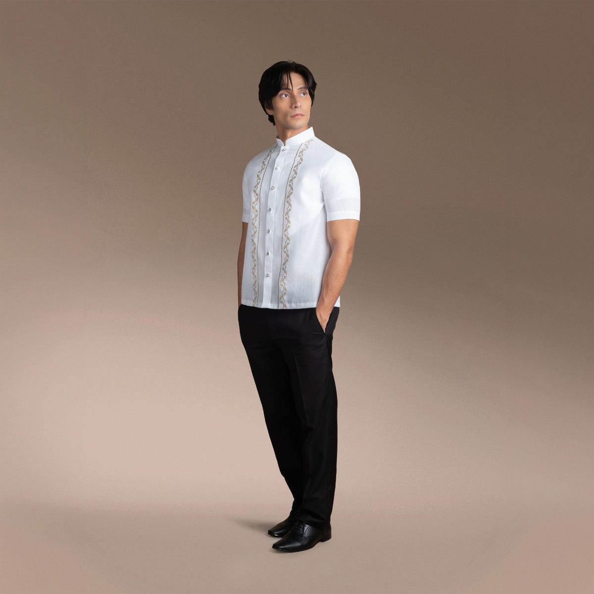 Men's Office Barong, Polyester-Cotton Blend, Embroidered
