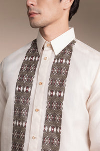 Onesimus Men’s Formal Barong Tagalog, Textured Faux Silk, Printed